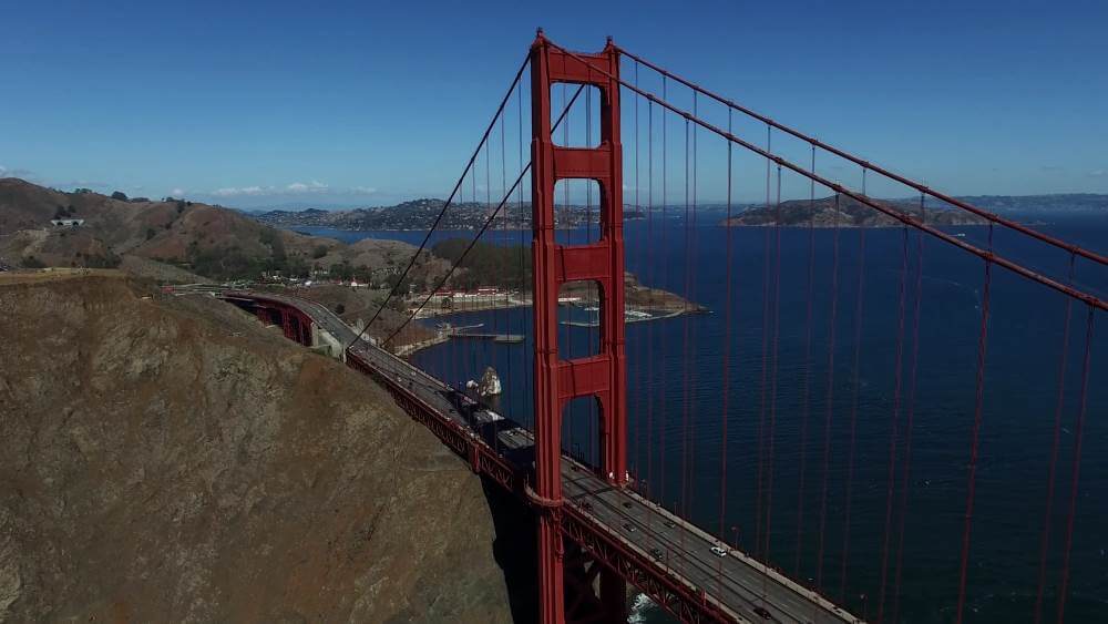 A famous landmark is the Golden Gate Bridge in the United States