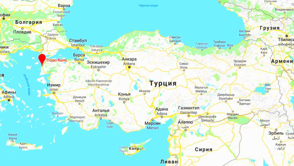 Троя на карте Турции - смотреть расположение