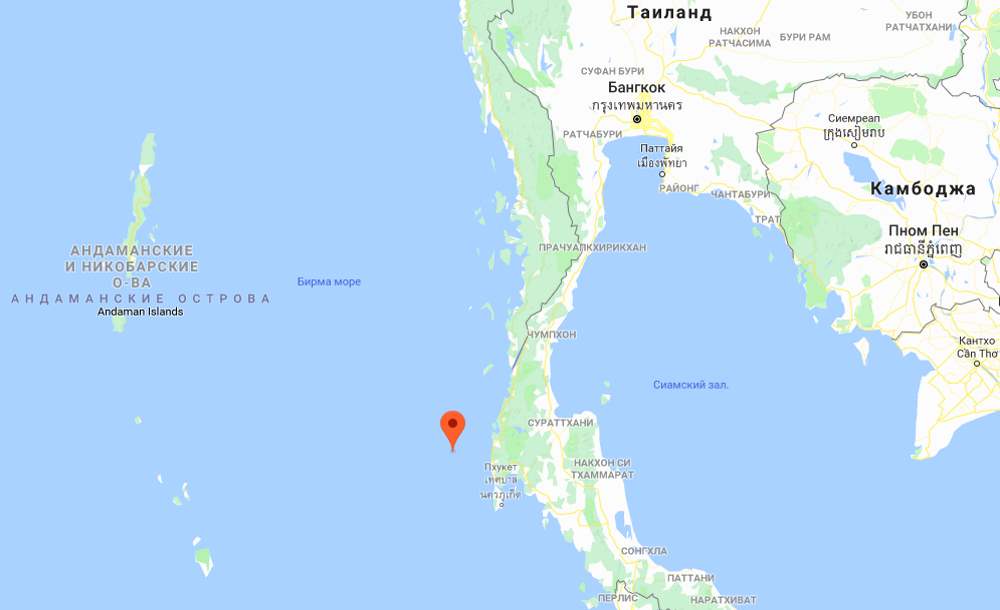 Симиланские острова на карте Таиланда