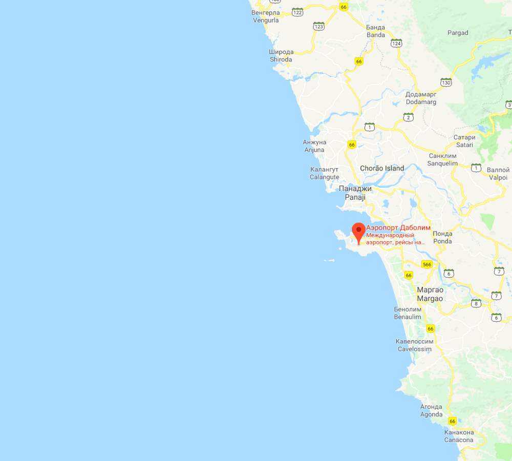 Goa Airport on the map of Goa