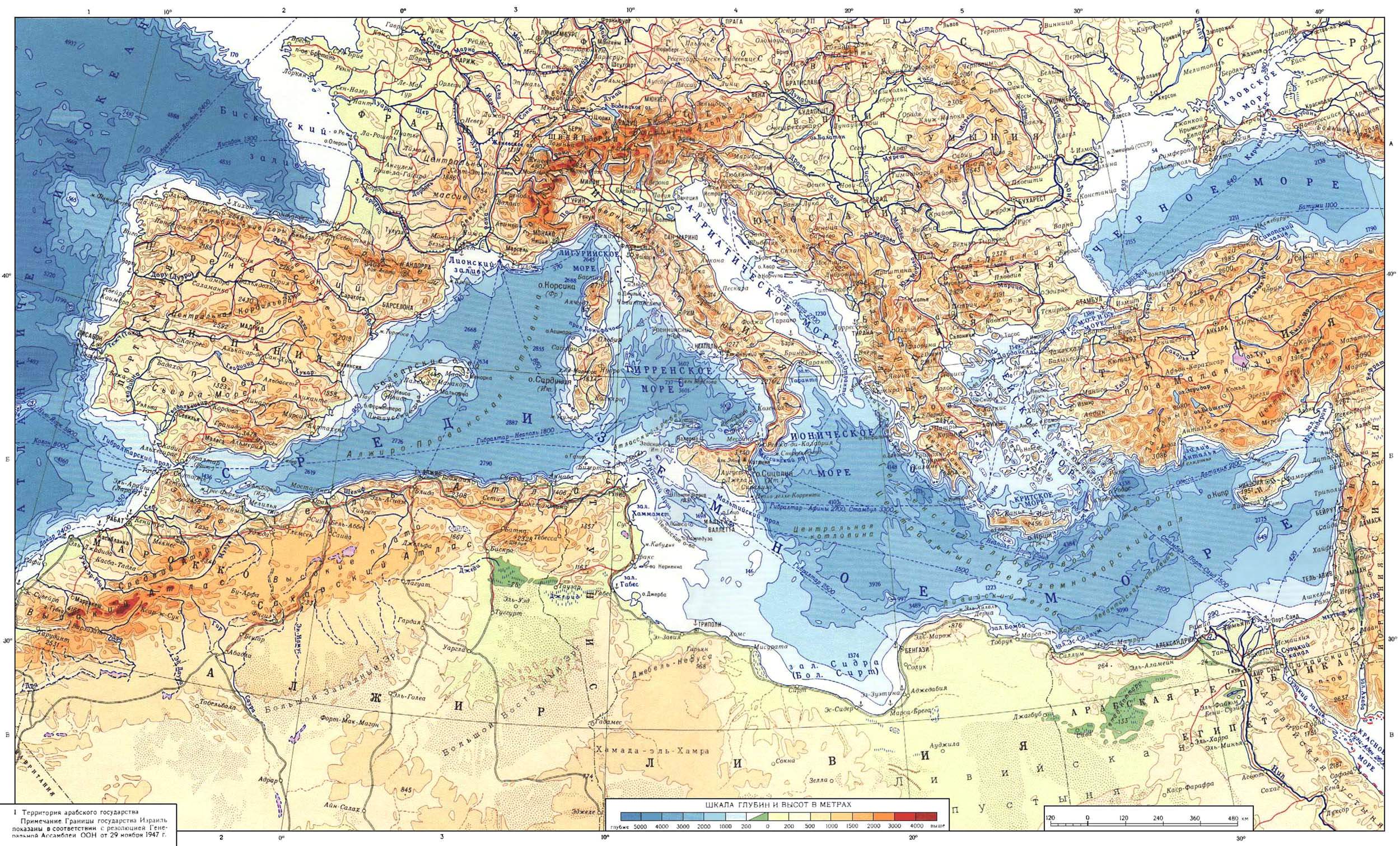 Карты Средиземного моря – расположение, страны и острова