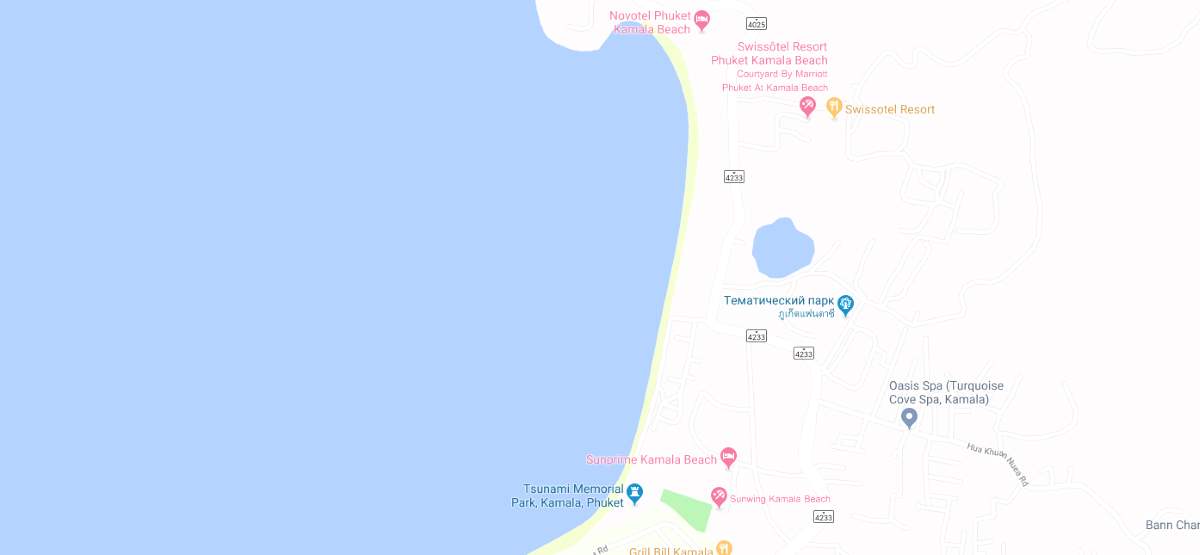 Kamala on the map of Phuket Island