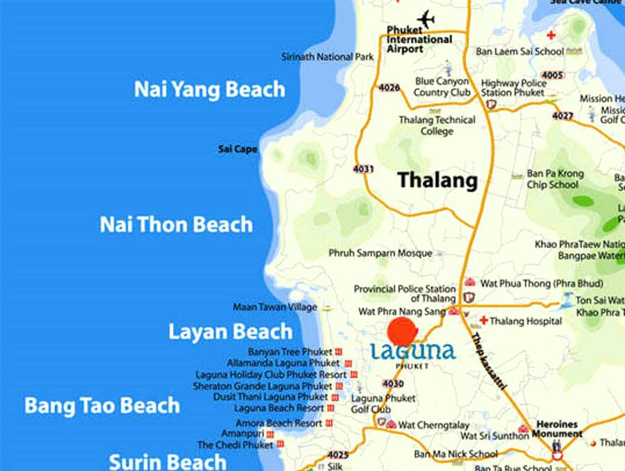 Talang on the map of Phuket Island