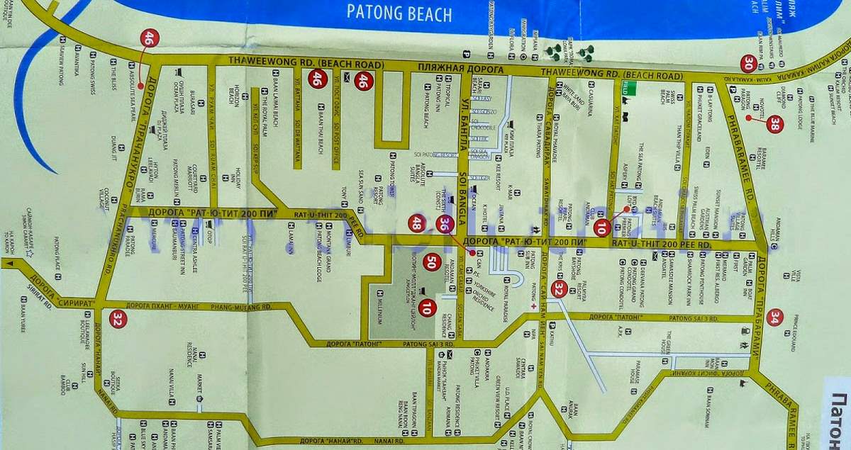 Карта пляжа Патонг Бич