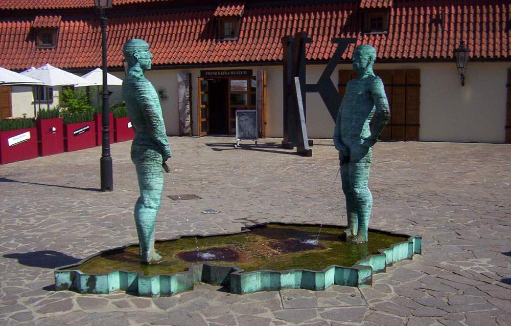 Peeing sculptures are an interesting attraction in Prague