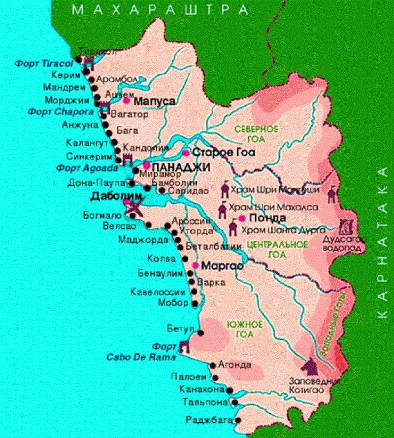 Goa on the map of India