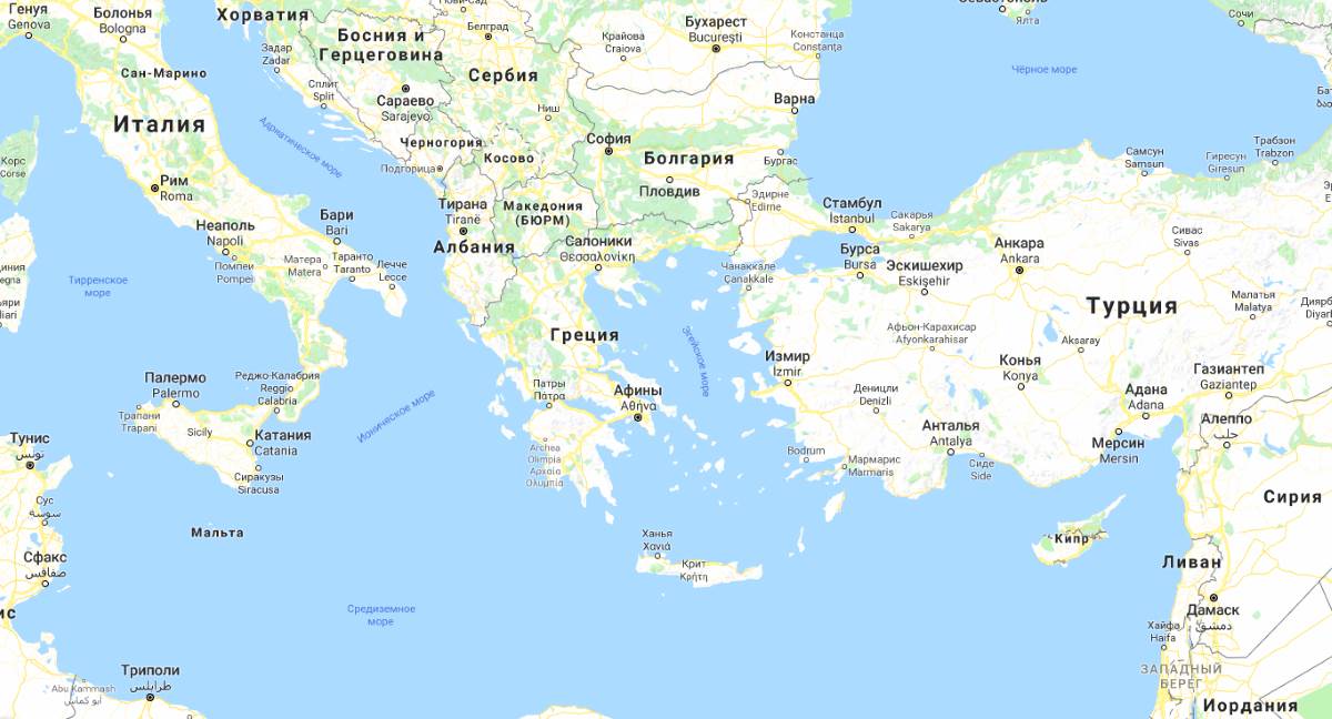Эгейское море - карта