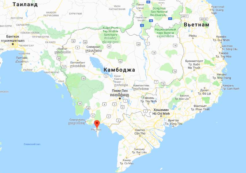 Остров Фукуок на карте Вьетнама