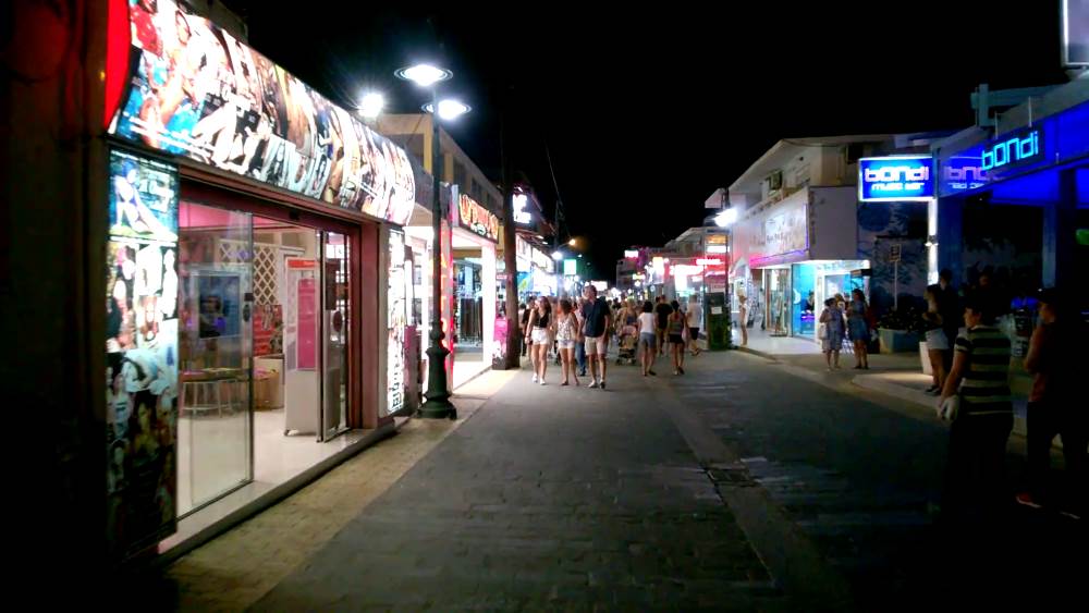 Nightlife in the resort of Faliraki - Rhodes