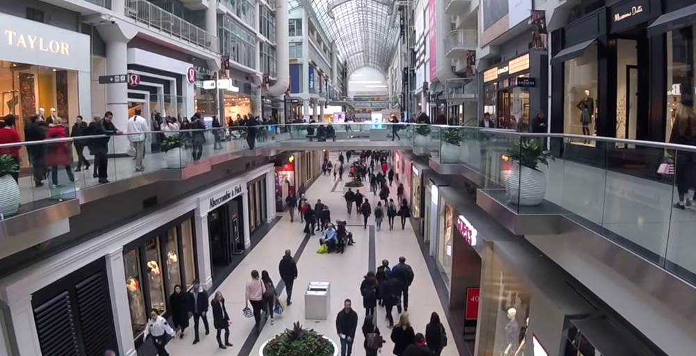 The Eaton Centre is a Toronto, Canada, landmark