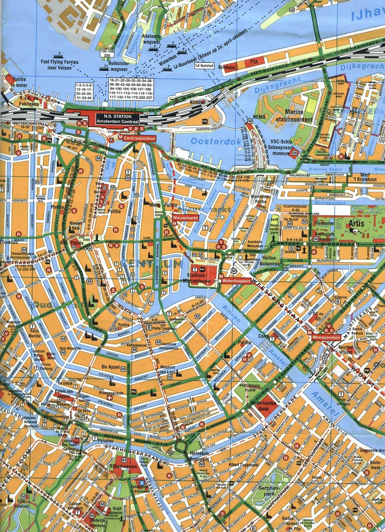 Карта центра города Амстердам