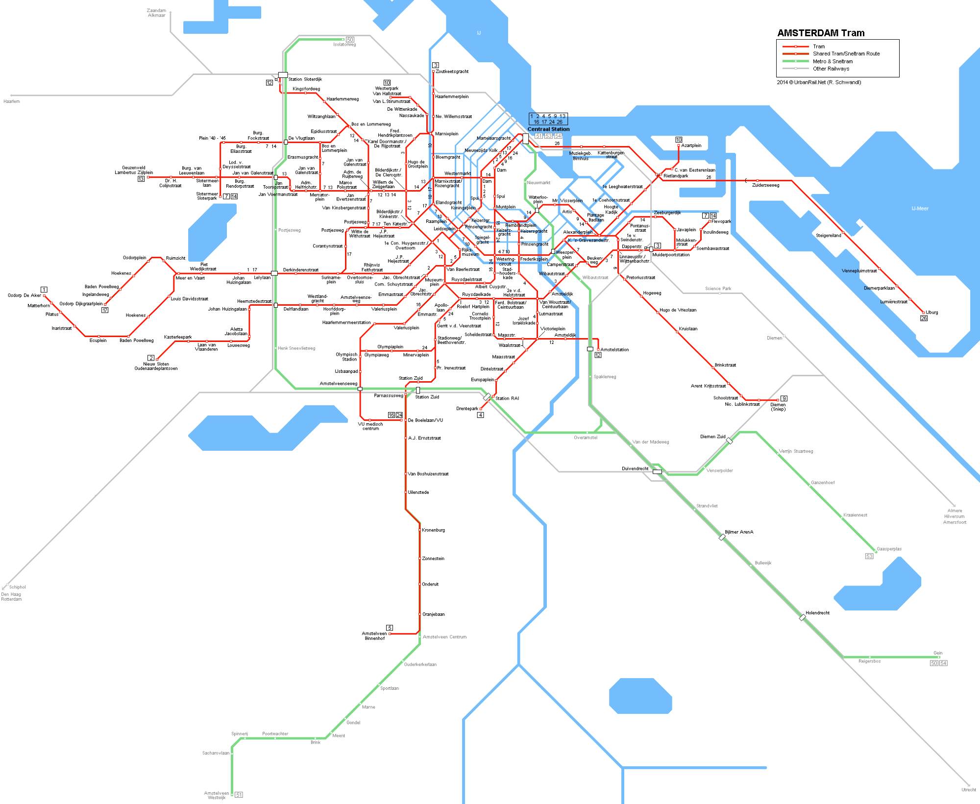Схема метро в амстердаме