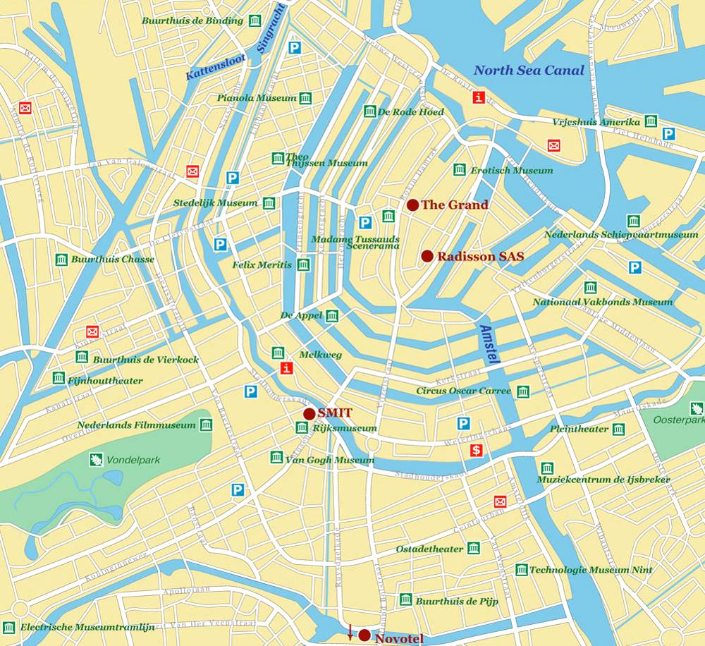 Карта отелей Амстердама
