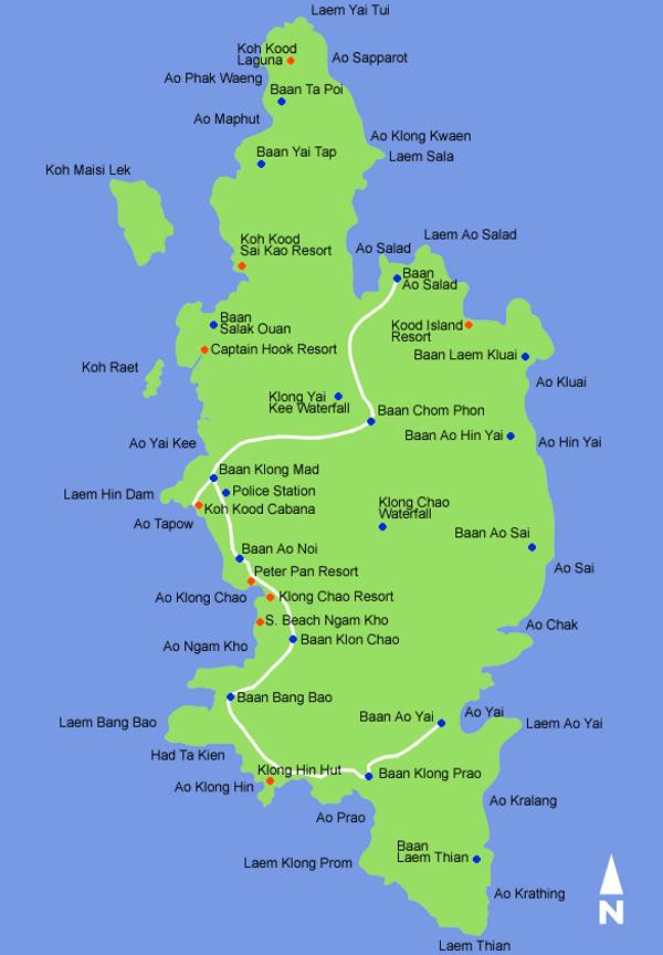 Map of Koh Kood Island in Thailand
