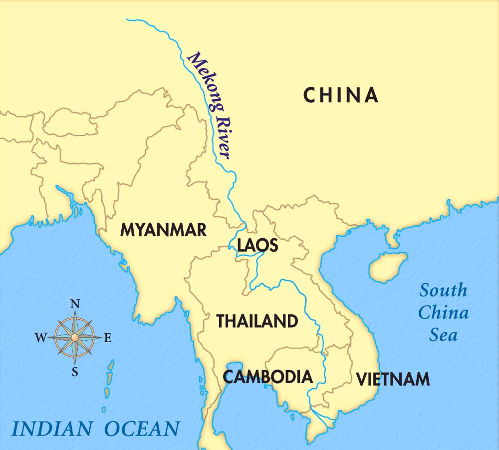 Река Меконг на карте мира
