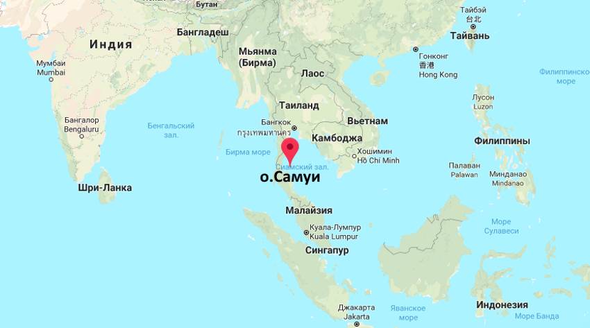 Остров Самуи на карте мира