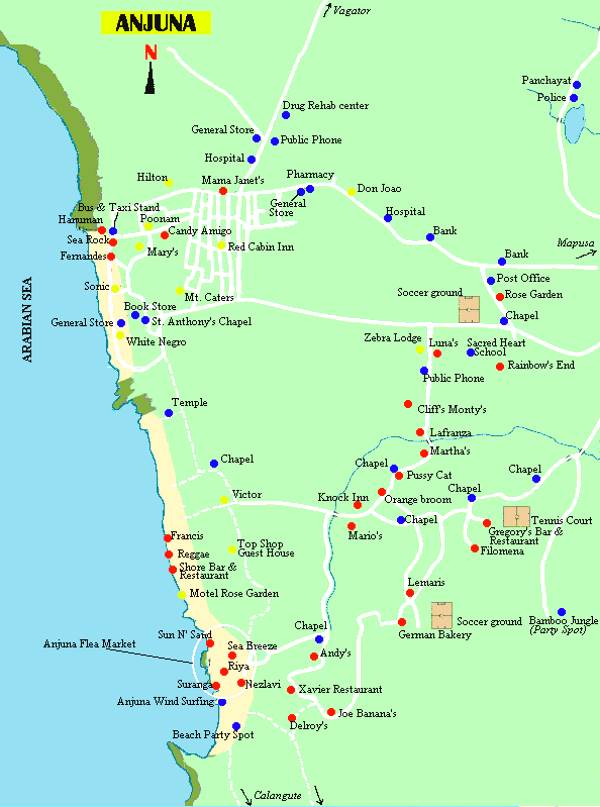 Map of Anjuna - Goa, India