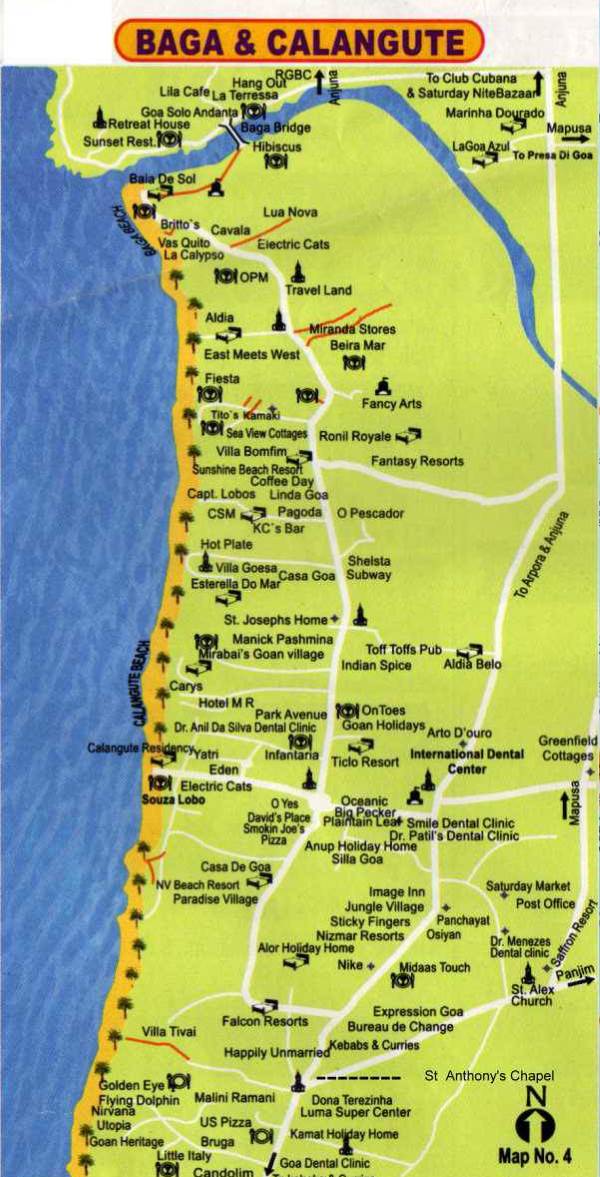 Карта пляжа Калангут на Гоа