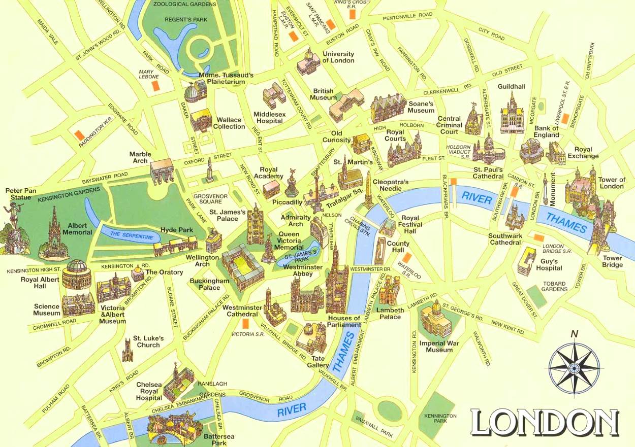Карта с достопримечательностями Лондона