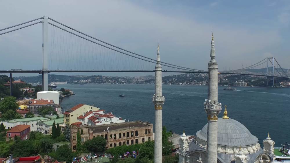 Bridge over the Bosphorus (Martyrs' Bridge) in Istanbul