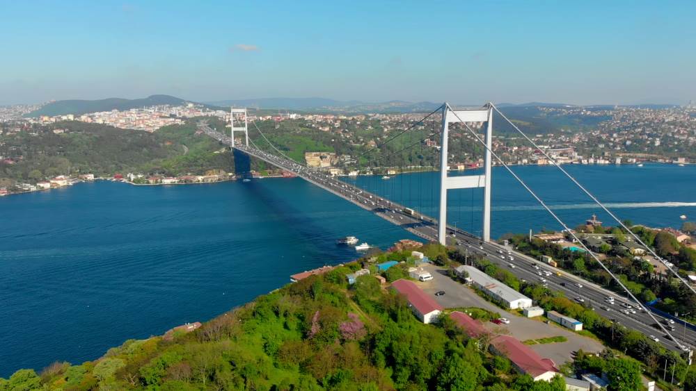 The New Bridge over the Bosphorus (Bridge of Sultan Mehmed Fatih) in Istanbul