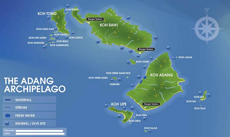 Карта острова Ко Липе в Адаманском море