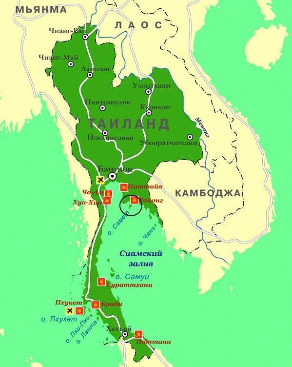 Koh Samet Island on the map of Thailand