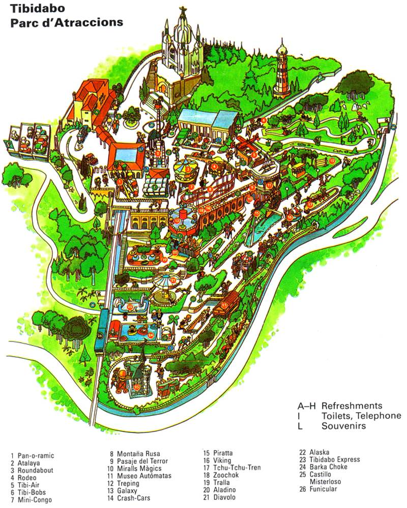 Map of Mount Tibidabo in Barcelona