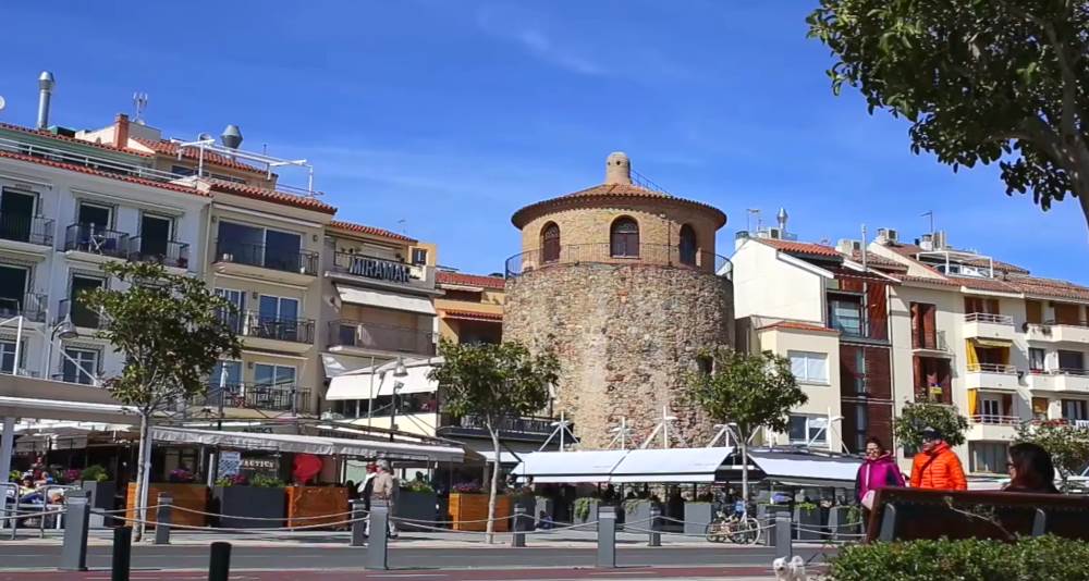 The harbor tower is a landmark in Cambrils