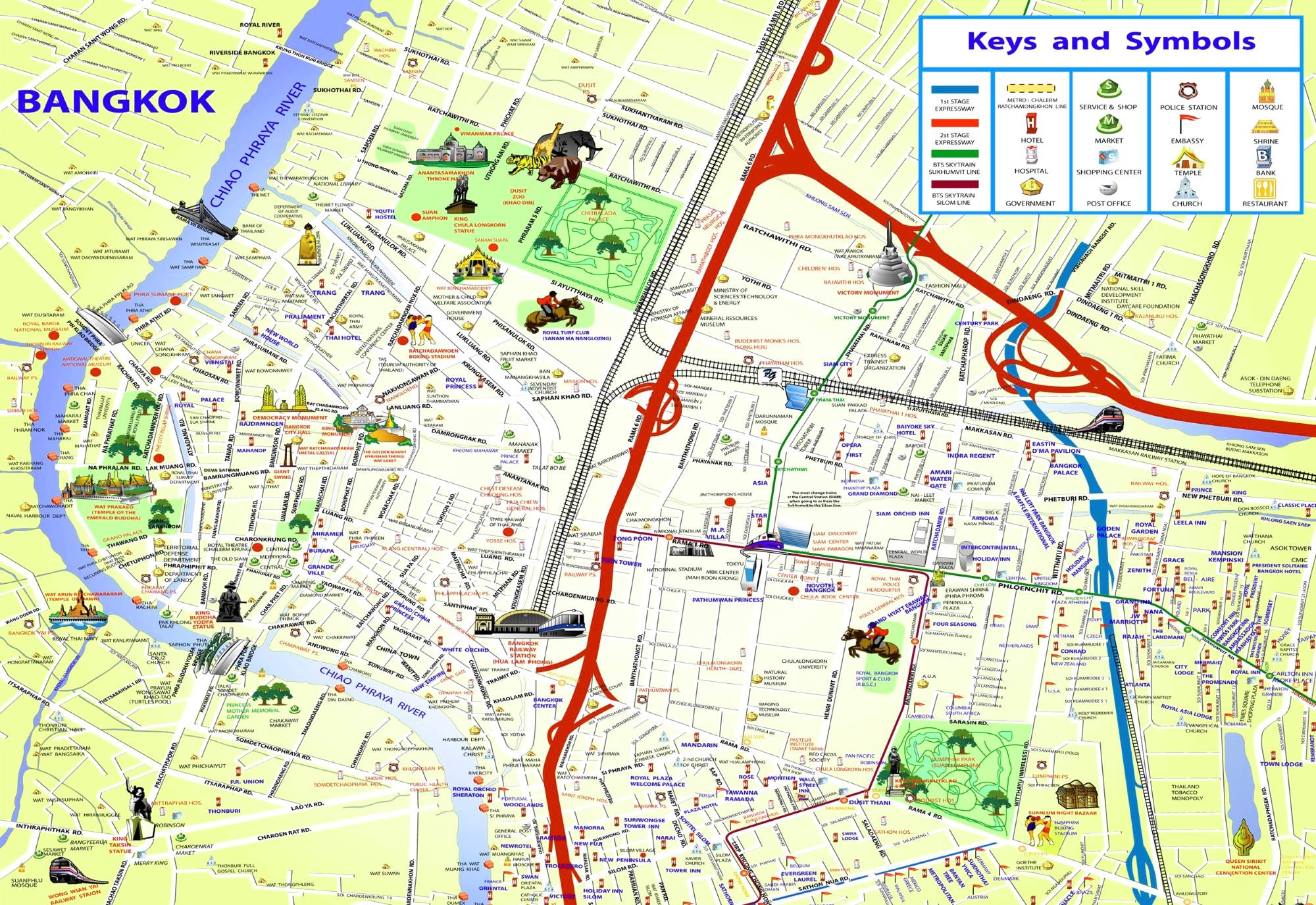 Map of Bangkok with sights