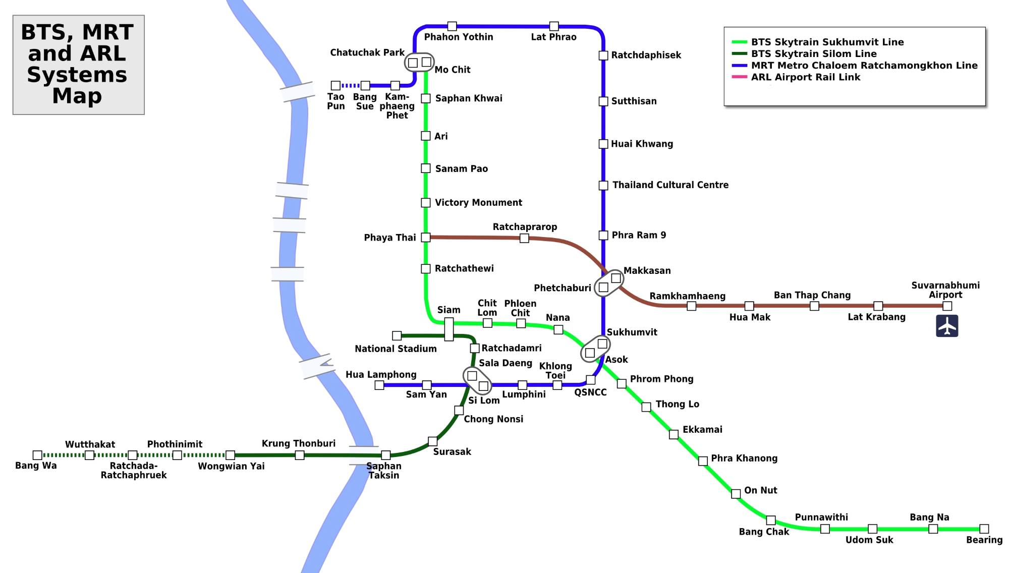 Карта наземного метро Бангкока