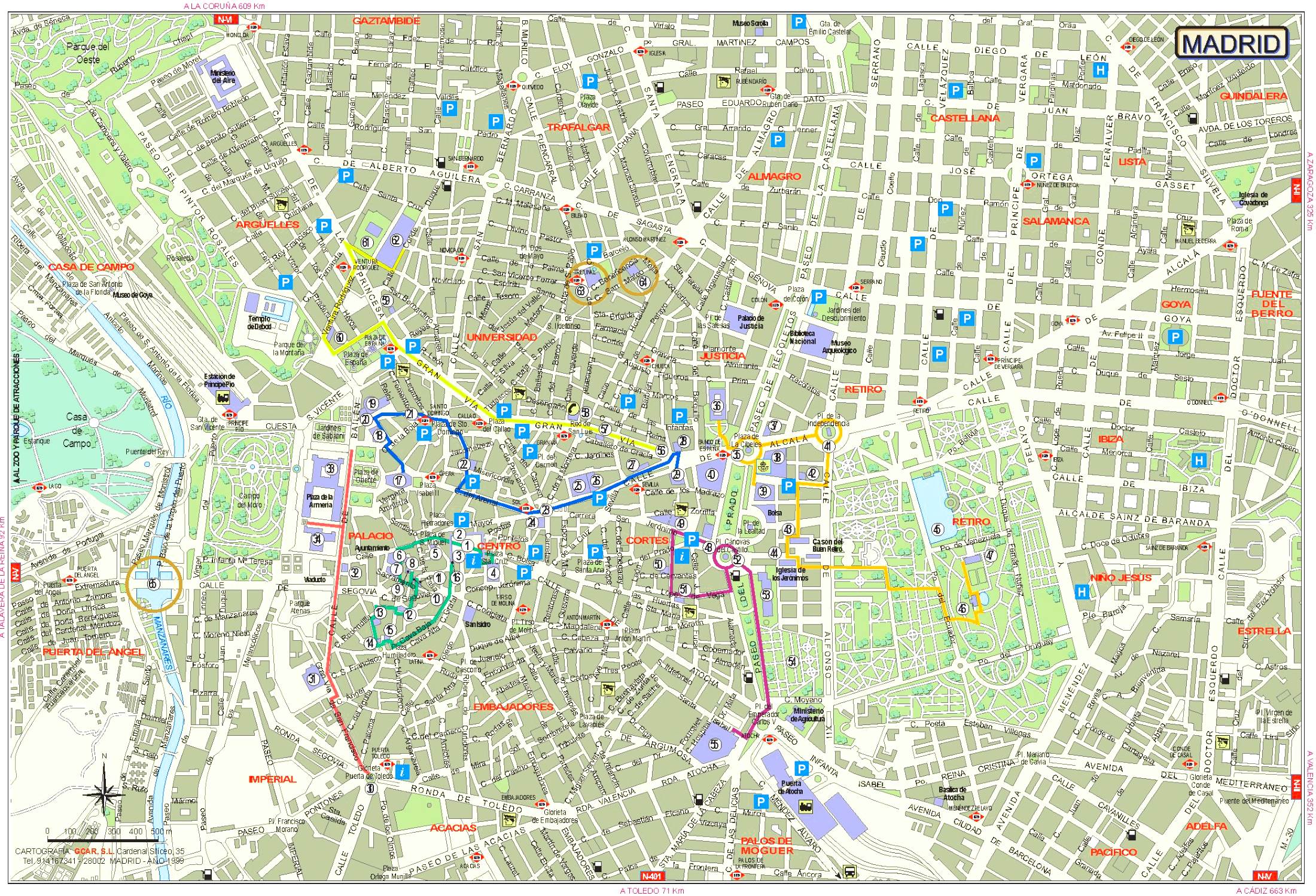 Карта достопримечательностей Мадрида