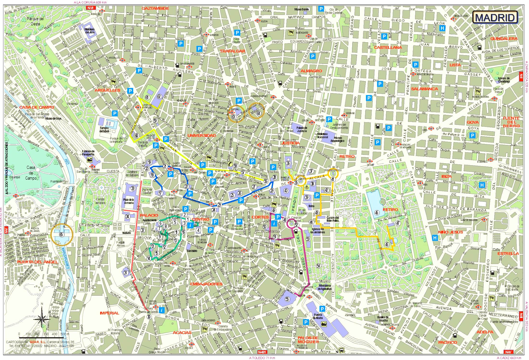Карта мадрида с достопримечательностями