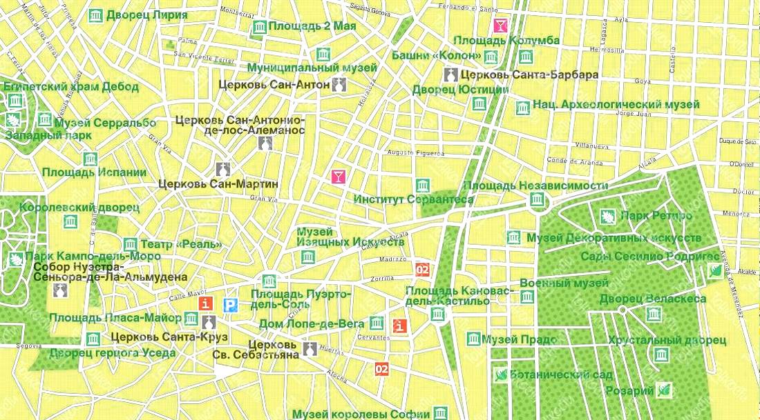 Sightseeing map of Madrid in Russian