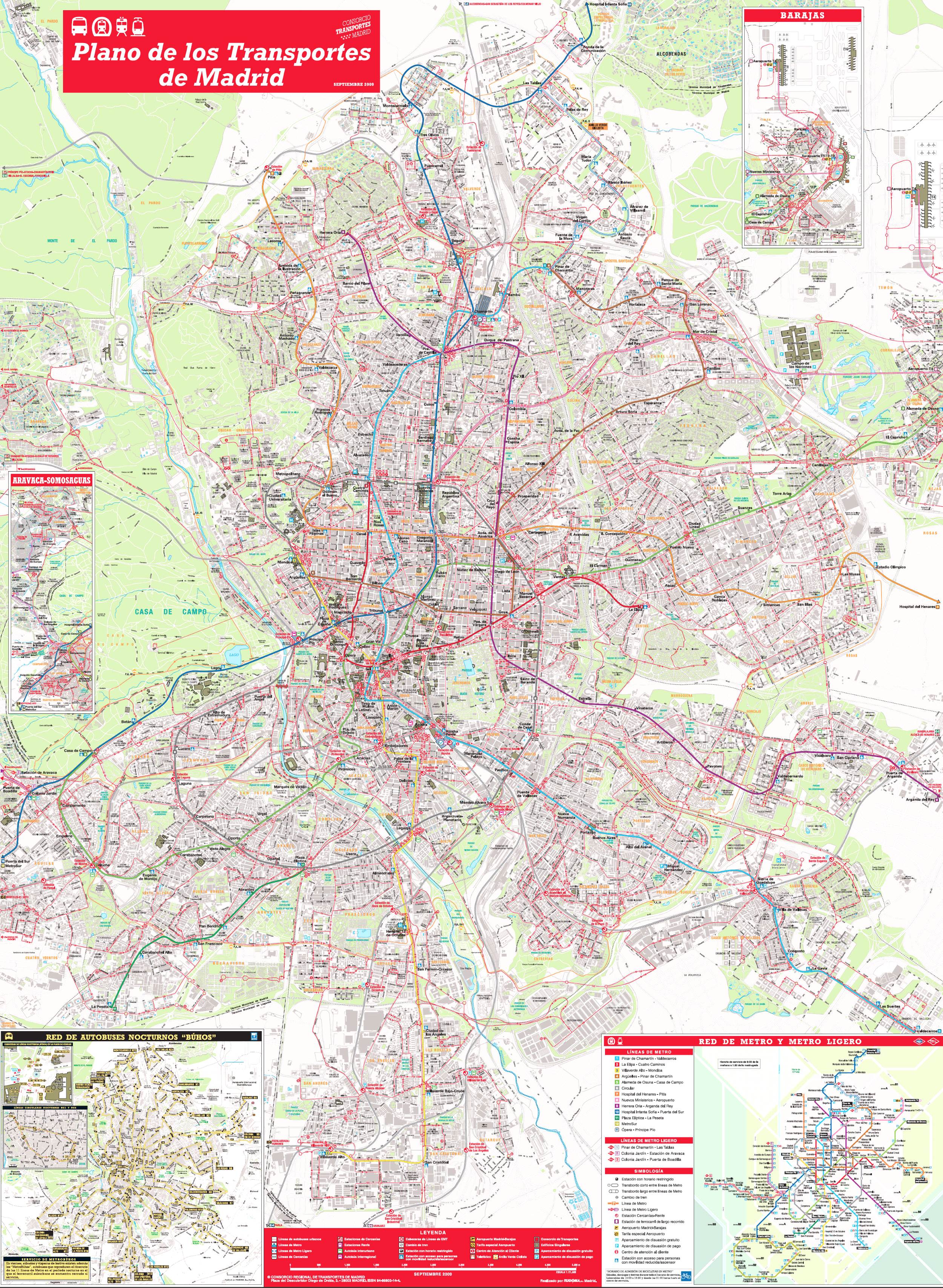 Карта транспорта Мадрида