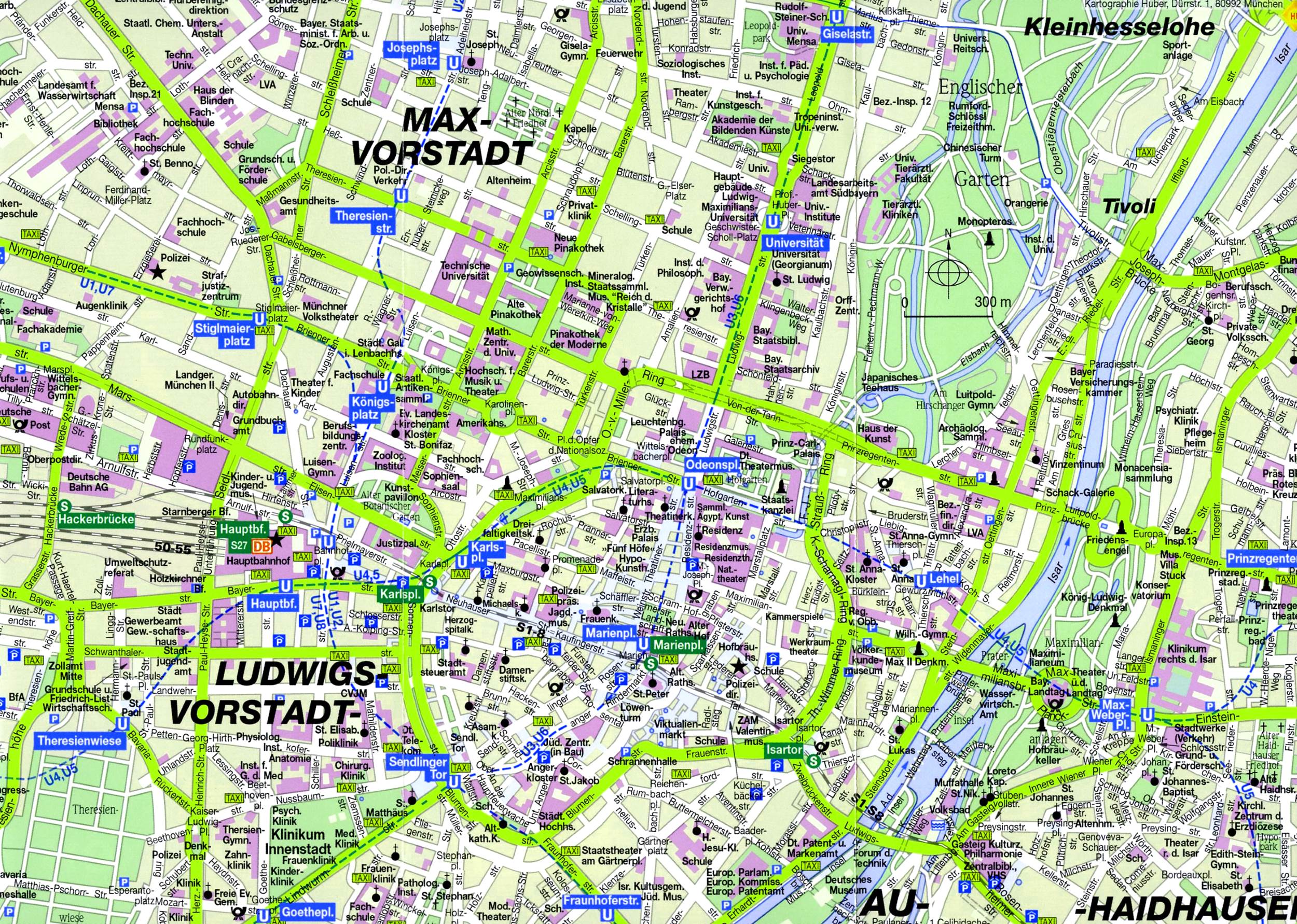 Мюнхен с достопримечательностями на карте