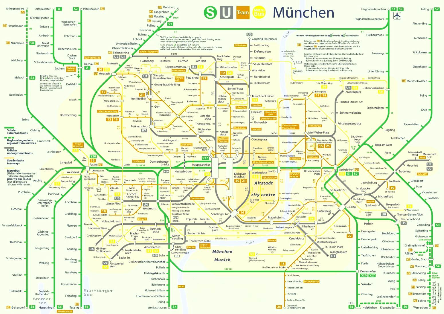 Карта городского транспорта Мюнхена