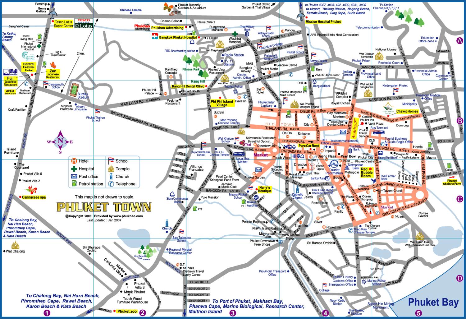 Map of the capital of Phuket - Phuket Town
