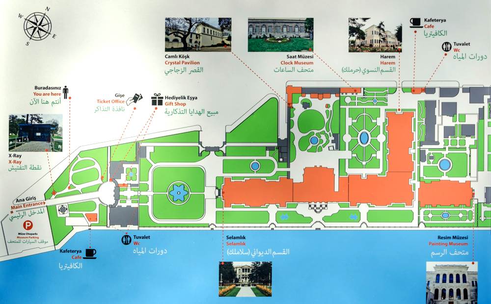 Карта дворца Долмабахче в Стамбуле