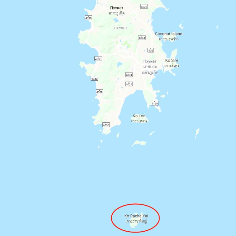 Racha Island on the map of Thailand
