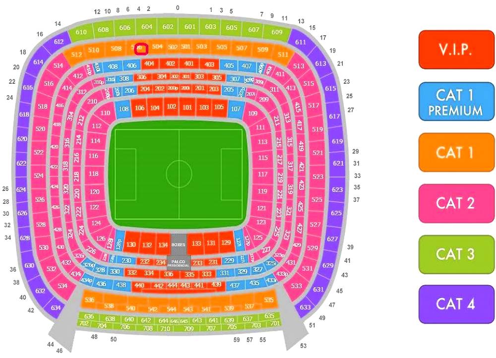Diagram of the Santiago Bernabeu stadium in Madrid