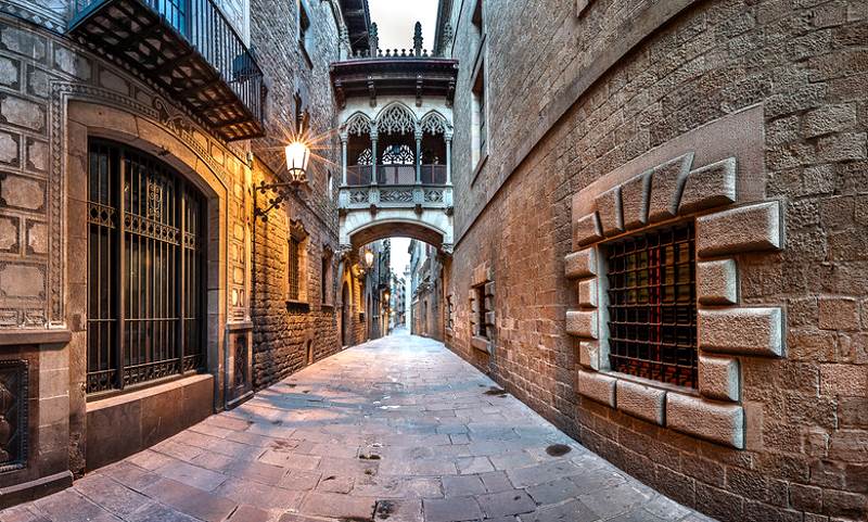 Bridge of Sighs in Barcelona's Gothic Quarter