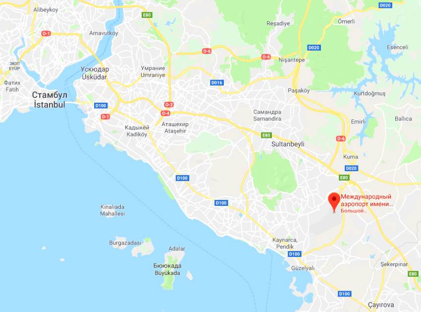 Аэропорт Сабиха Гёкчен на карте Стамбула